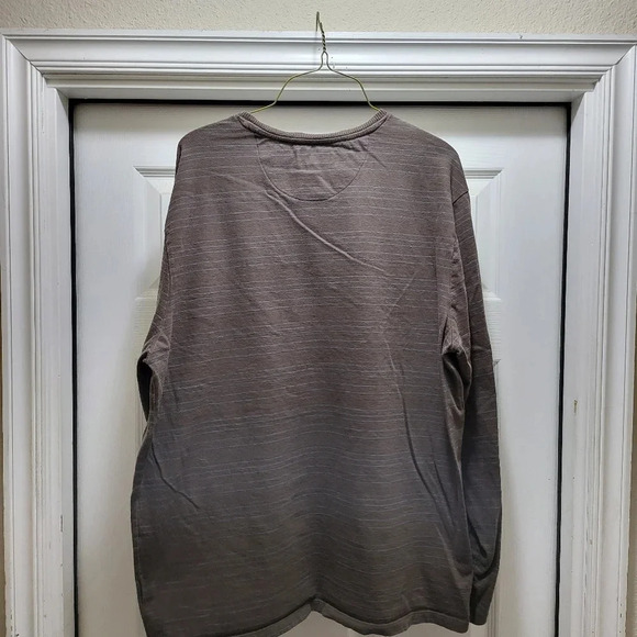 Banana Republic Striped Henley Men's XL Brown Blue Long Sleeve Shirt - Picture 3 of 8